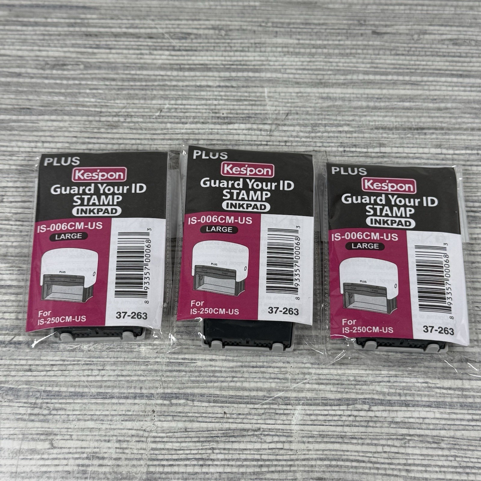 Lot of 3 Plus Kespon Guard Your ID Stamp Inkpad Large IS-006CM-US
