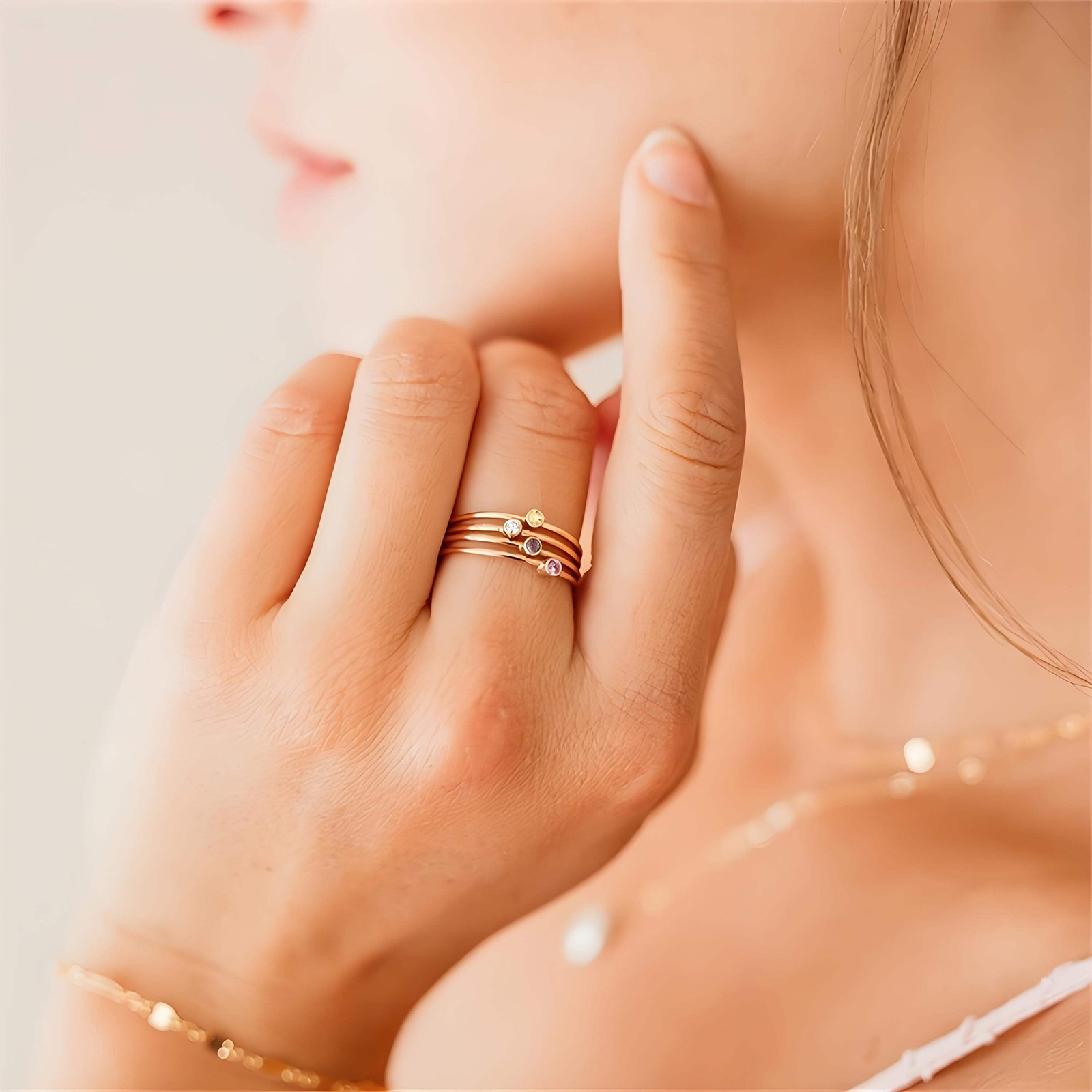 Sterling Silver Birthstone Ring for Women, Light Luxury December Colorful Synthe