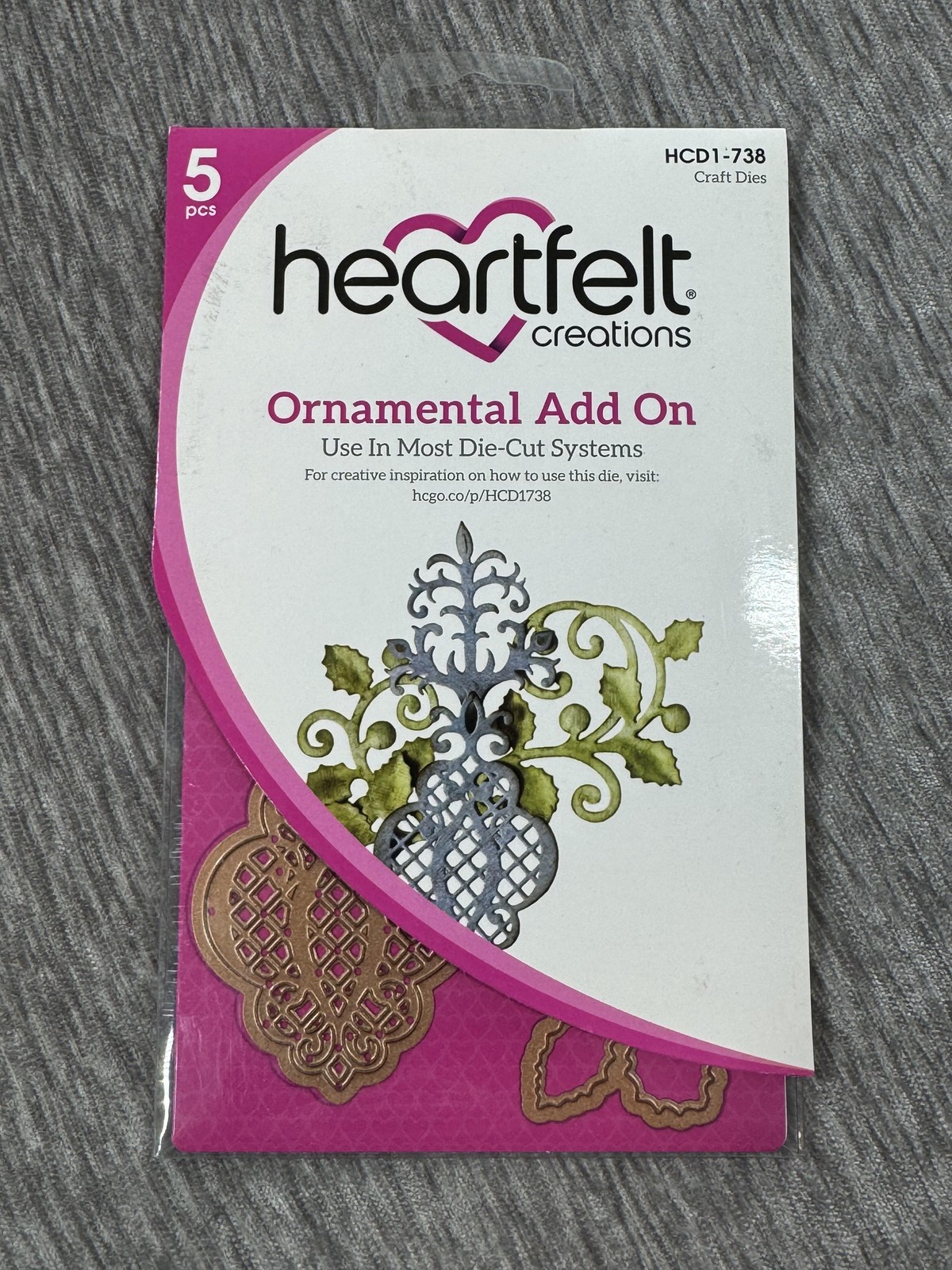 Heartfelt Creations Ornamental Add On Metal Cutting Dies 5pc HCD1-738 Scrapbook