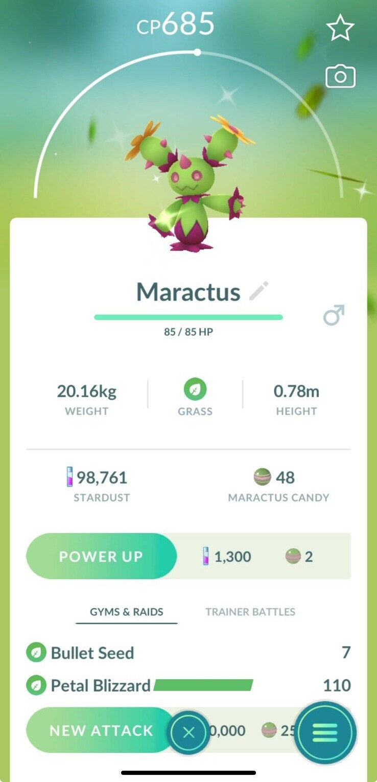 Shiny Maractus 80kStardust - MlNl P T C - Read Description
