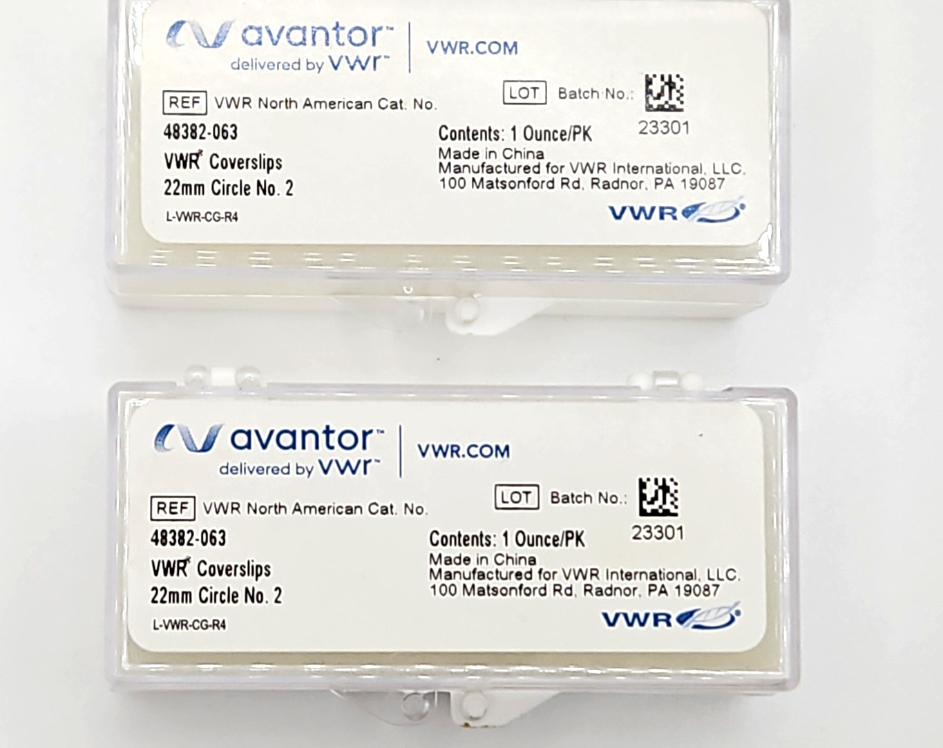 (2) VWR Avantor 48382-063  Round Cover Glass Slip, 22mm Dia, Thick (0.17-0.25mm)