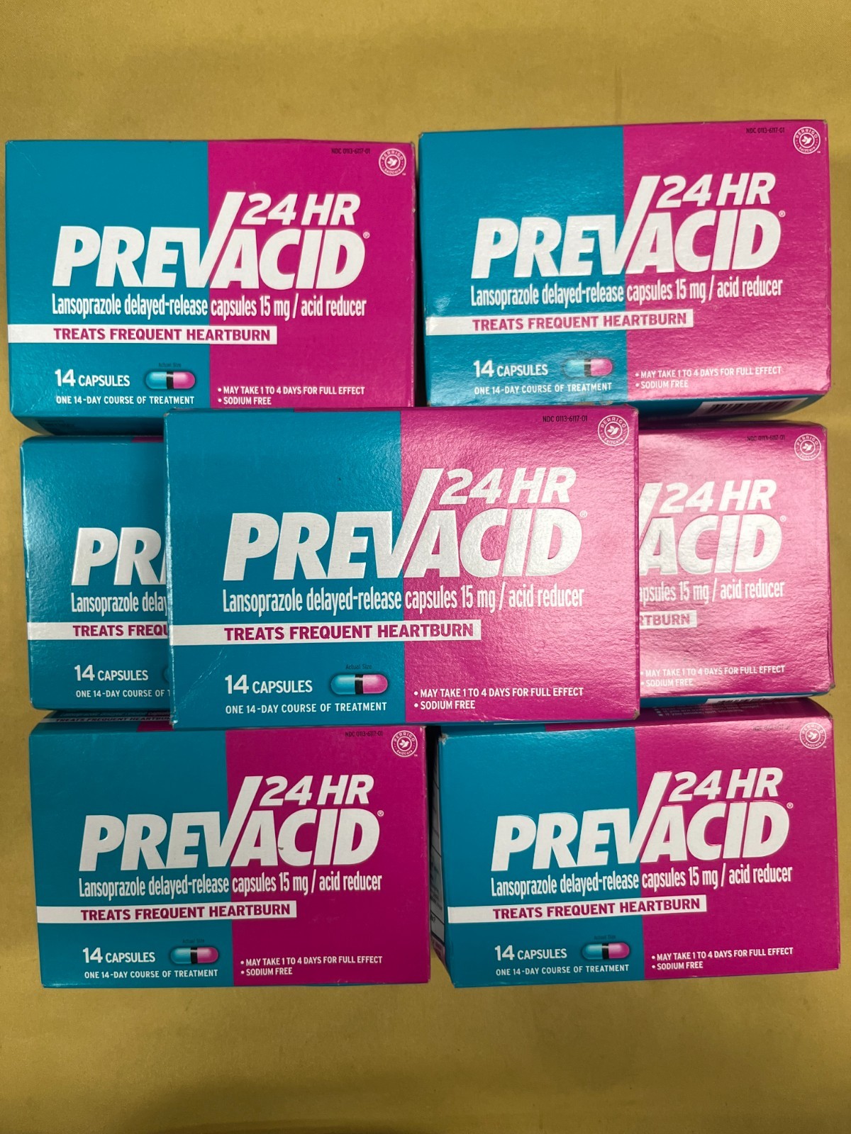 7 New Prevacid 24 HR Acid Reducer 15 mg - 14 Capsules Each Box Exp. 08/2026+