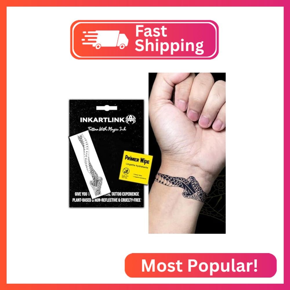 INKARTLINK Ouroboros Temporary Tattoos, Realistic Waterproof Fake Tattoos