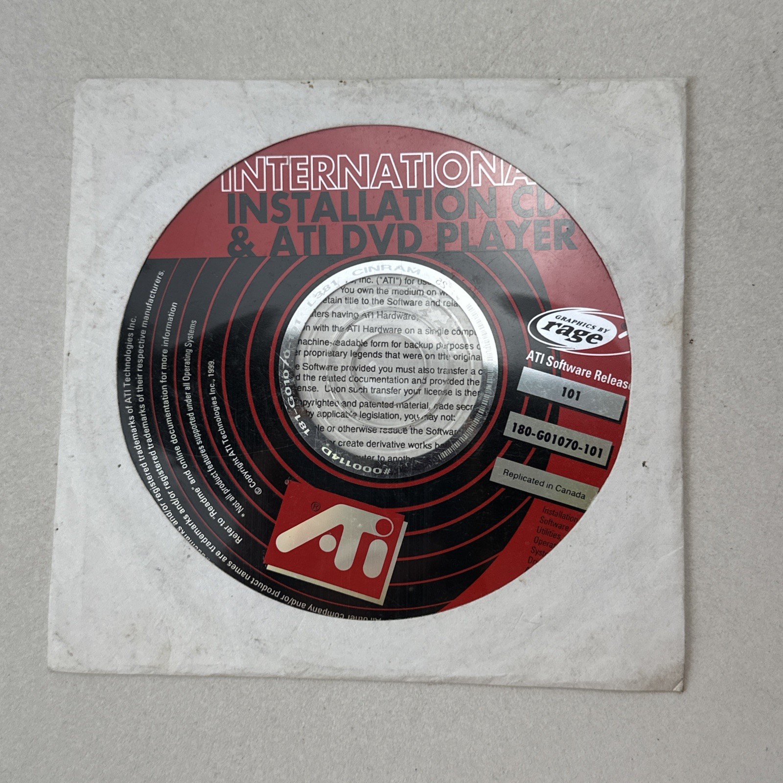 ATI International Installation CD & ATI DVD Player 101 Release Vintage Disc