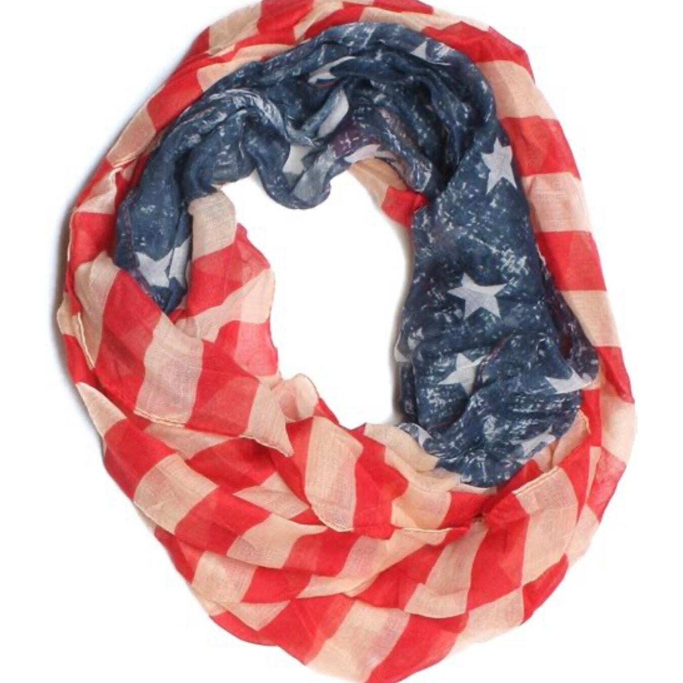 America Flag infinity scarf red white blue one size fits all