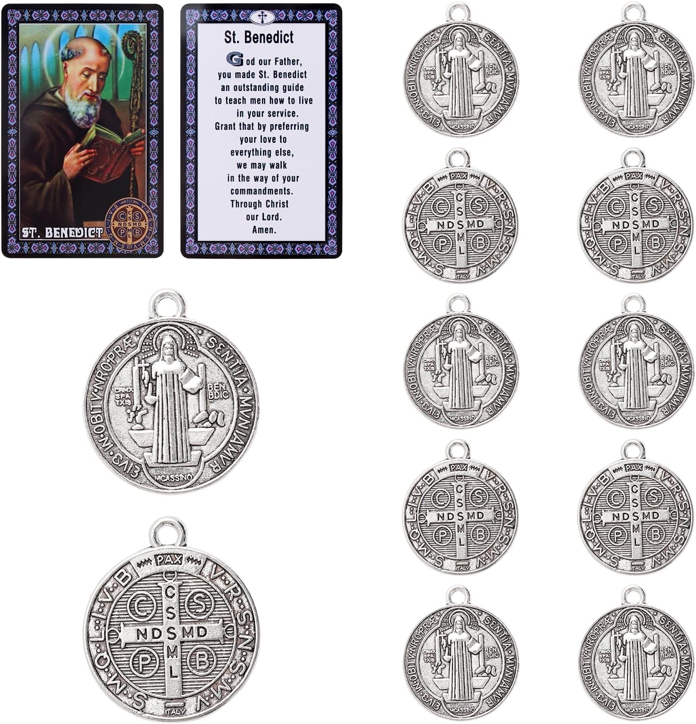 10PCS St. Benedict Medals – Religious Charms for Rosary & Jewelry Making