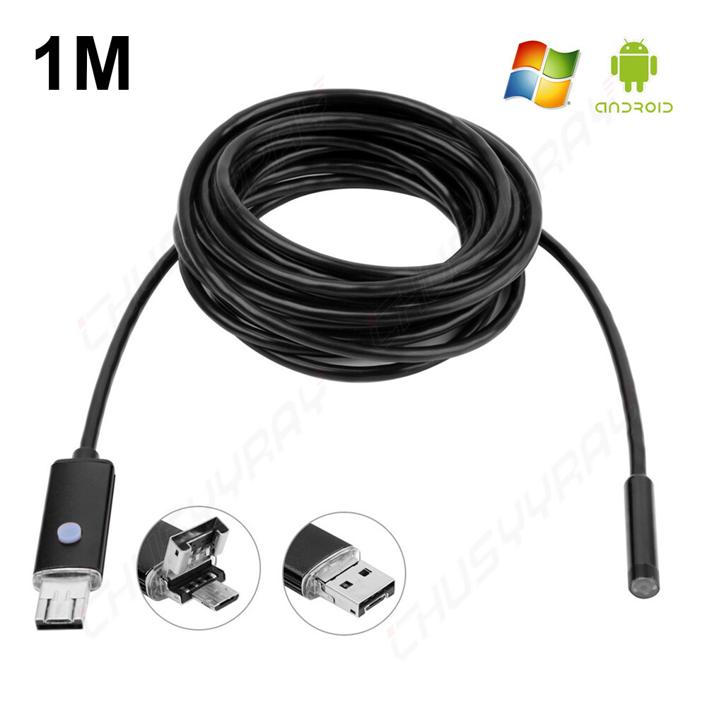 7mm 2in1 Waterproof USB Endoscope Borescope Snake Inspection Camera Android PC