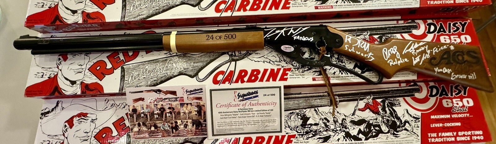 A CHRISTMAS STORY 40TH ANNIVERSARY CAST SIGNED RED RYDER BB GUN LTD 24 OF 500