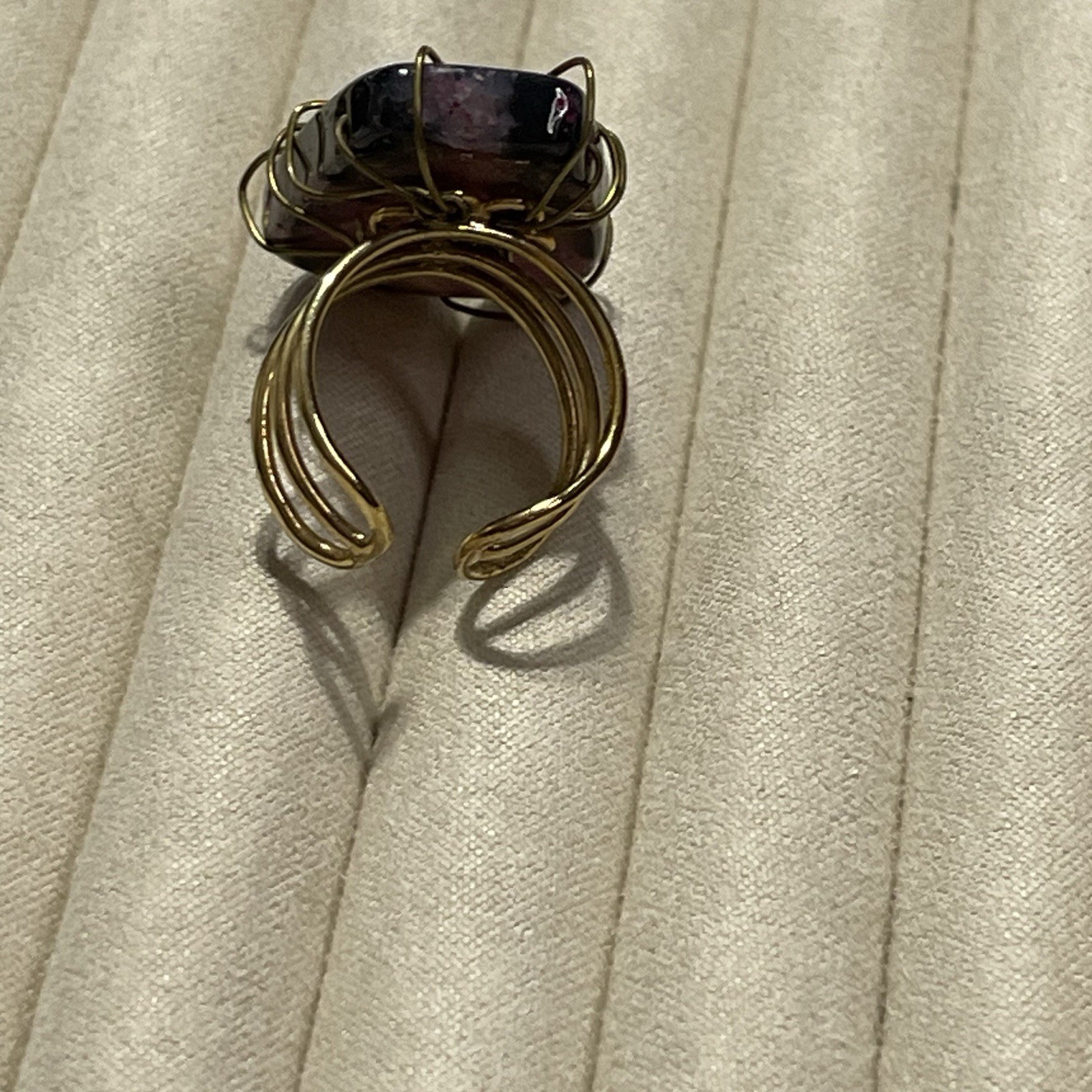 Wire Wrapped Fluorite Ring - Adjustable - Smooth