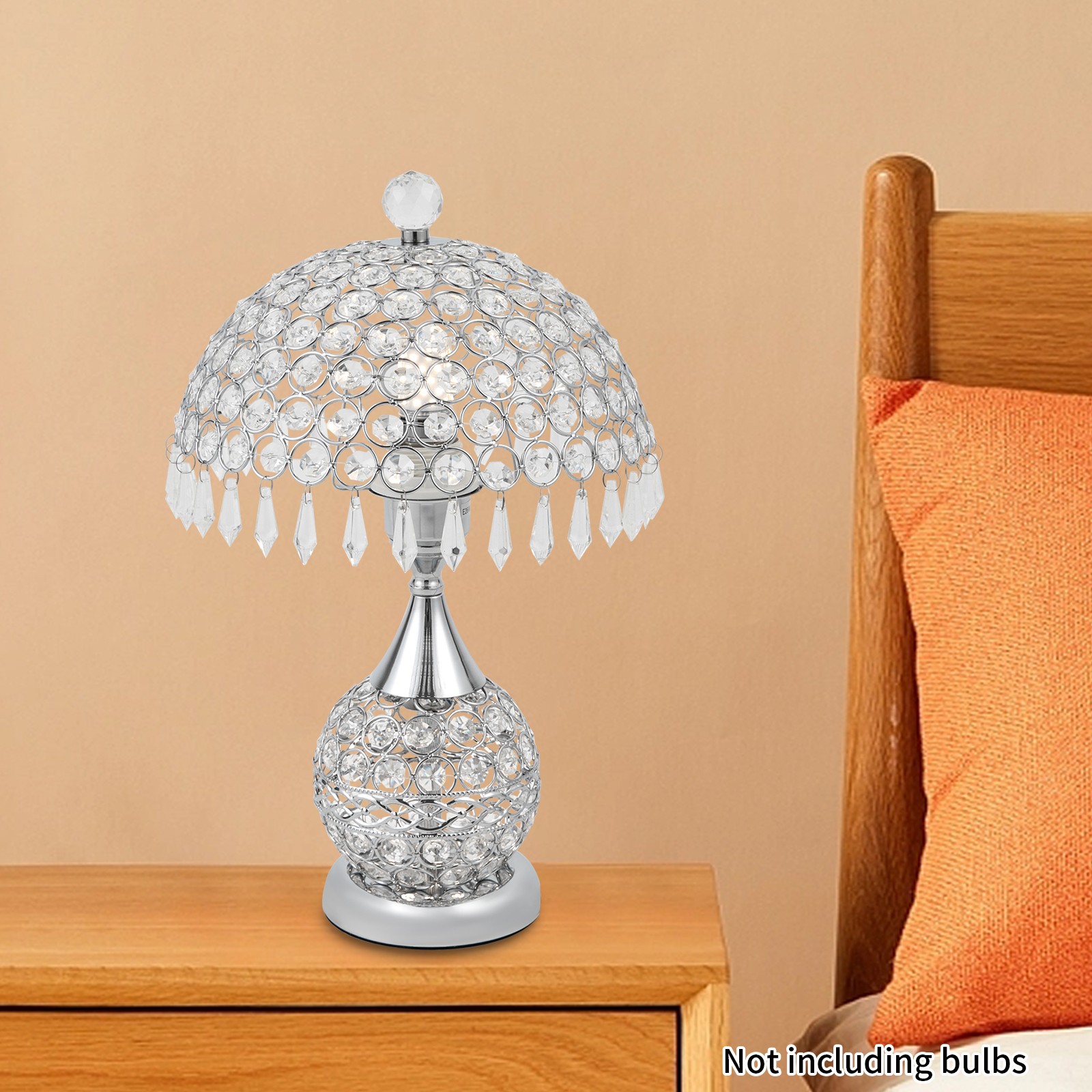 Crystal Table Lamp Bedside Lamp Silver Luxury Decorative Crystal Table Lamp 110V