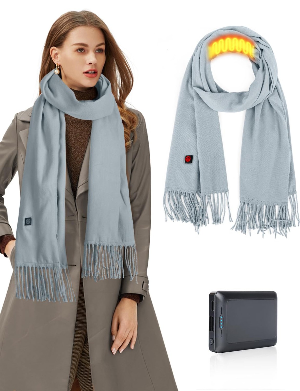 Lionrose Heated Scarf for Women Rechargeable,Men Heating Scarf for Neck with ...
