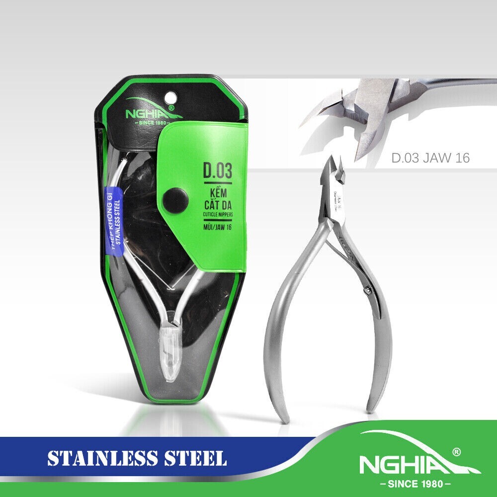 5 pcs x Nghia - Stainless Steel Cuticle Nipper D-03 Jaw 16