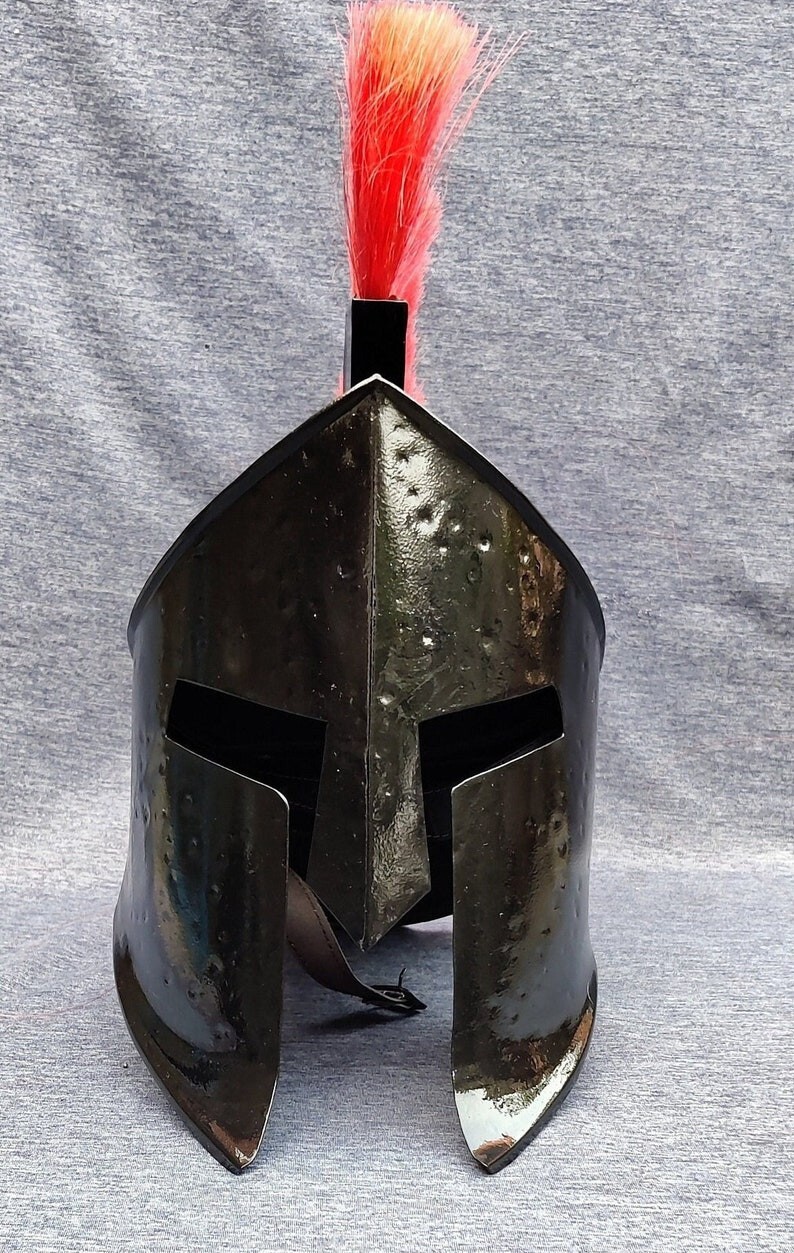 300 Movie Spartan Black Helmet with Stand Medieval knight King Leonidas Roman
