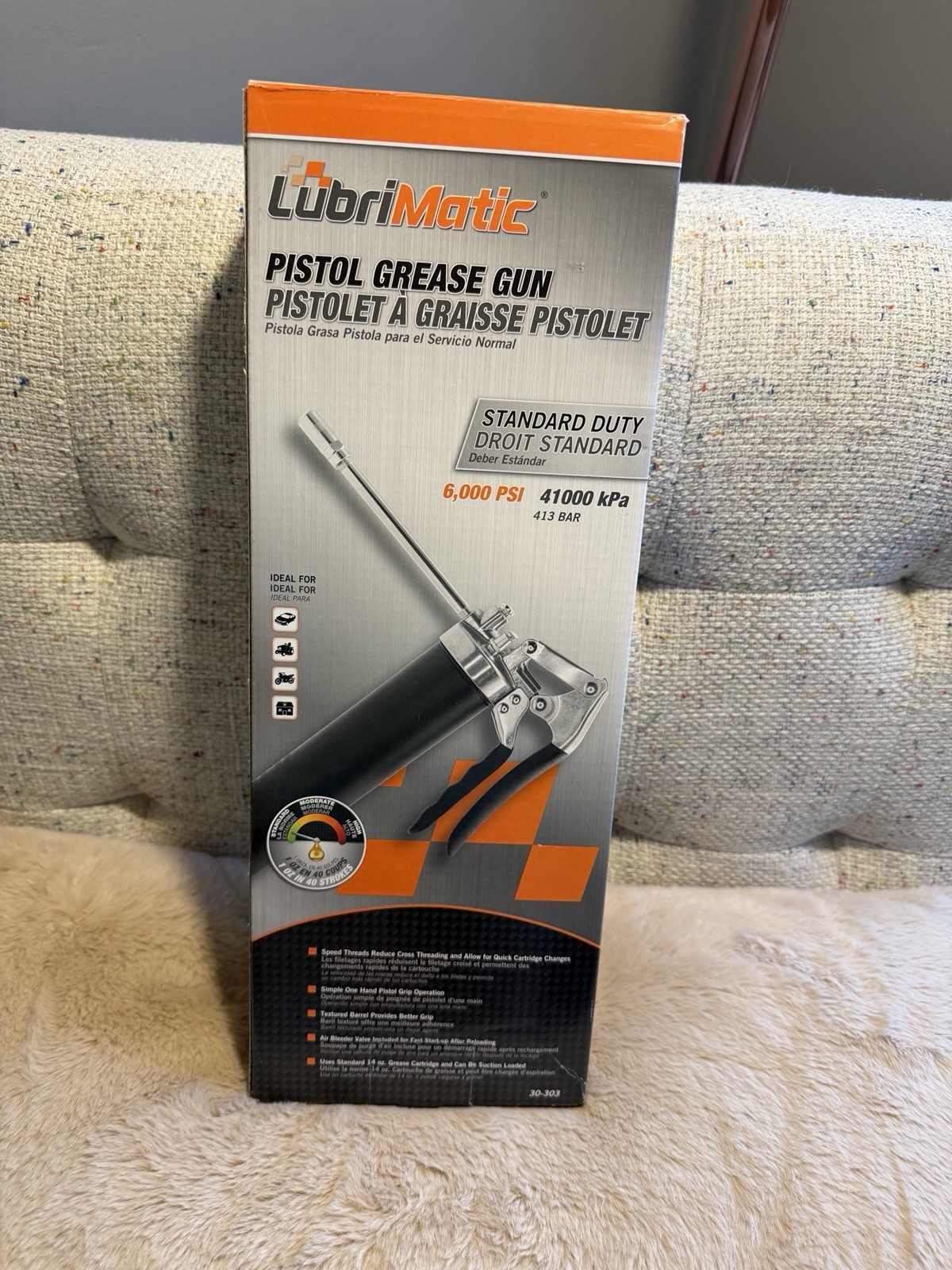 LubriMatic 30-303 Standard Duty Pistol Grip Grease Gun w/ Textured Barrel - NEW