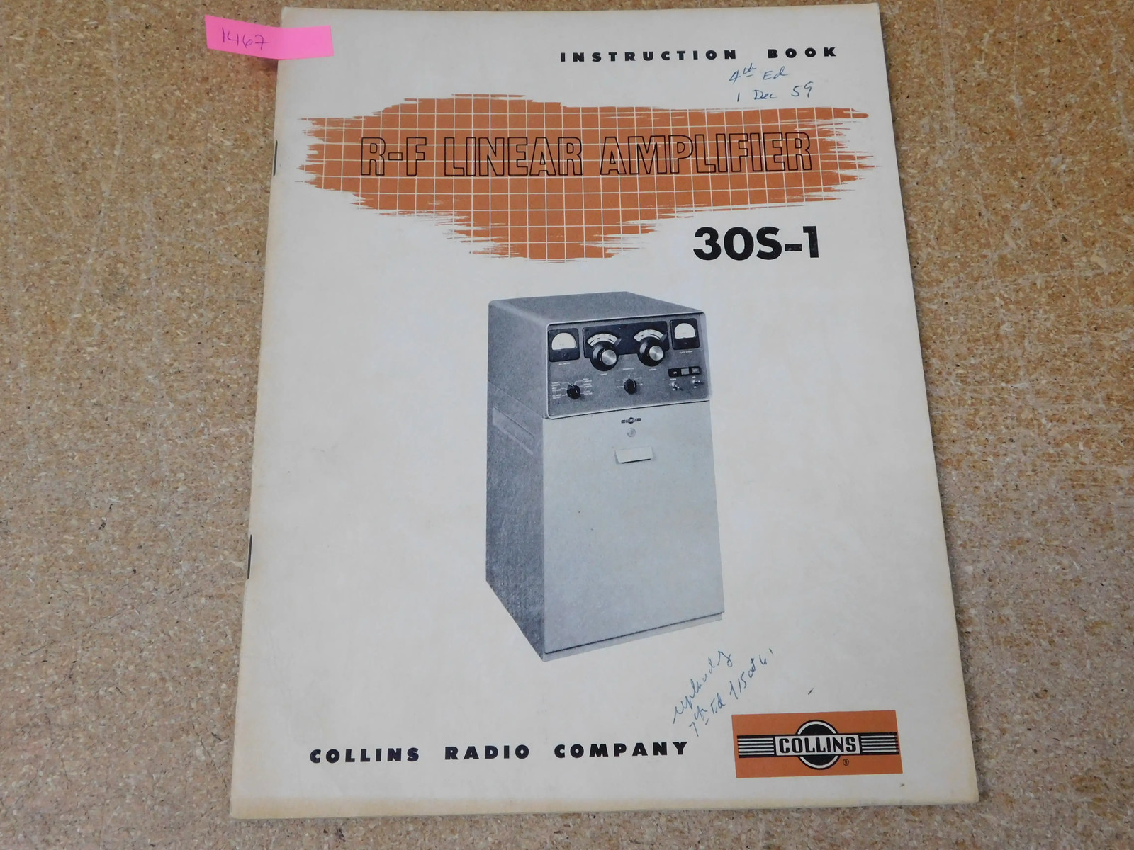 Collins 30S-1 Ham Linear Amplifier Instruction Book w/ Schematics (original)