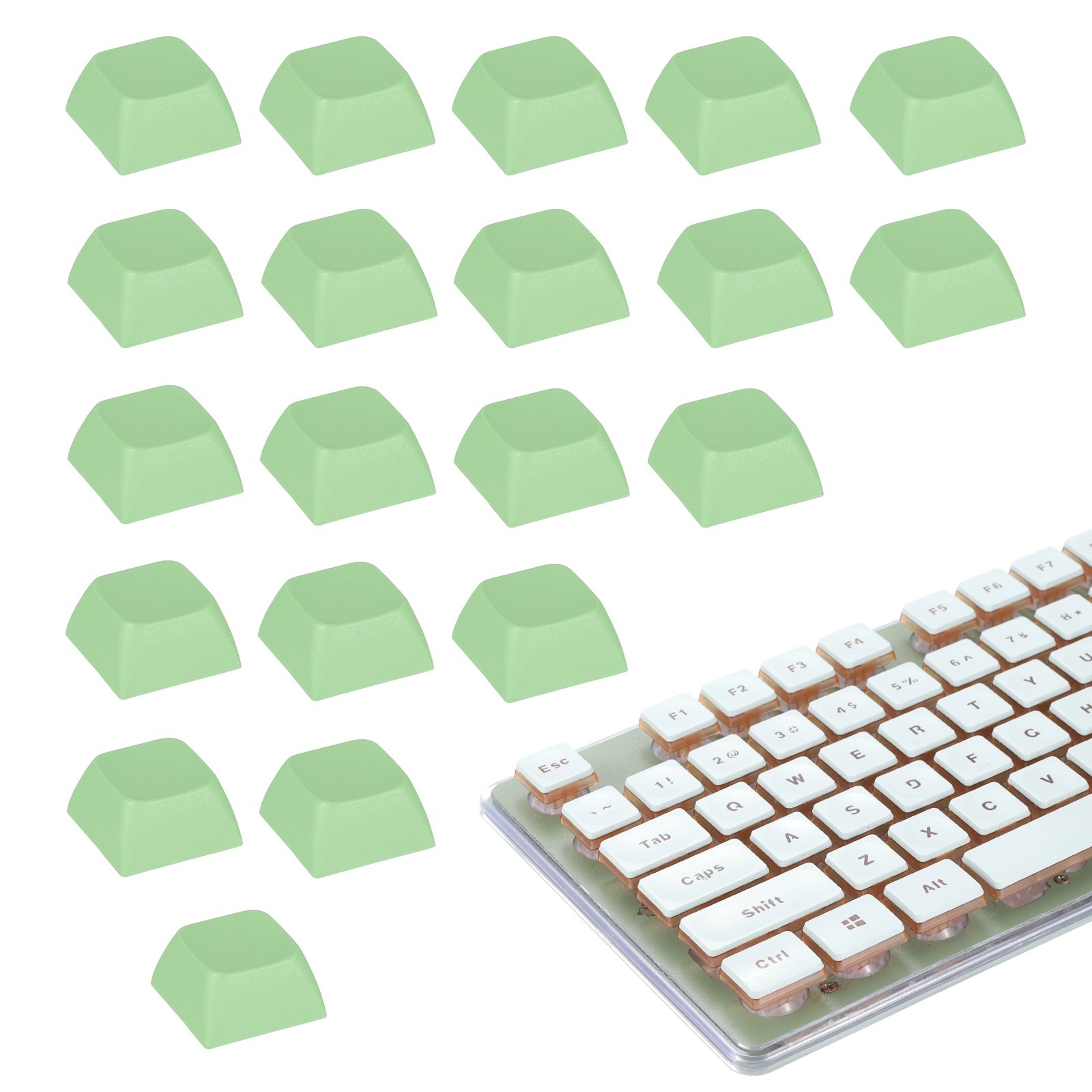20Pcs XDA Profile Keycap Set PBT Mechanical Numeric Keypads, Grass Green