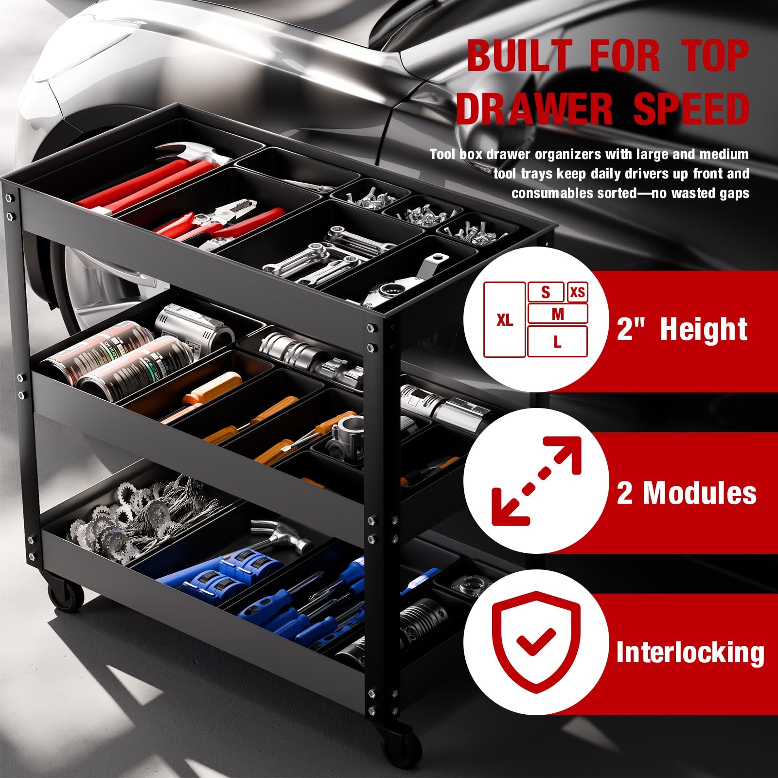 10 PCS Tool Box Drawer Organizer Large Medium Tray Garage Storage Chest