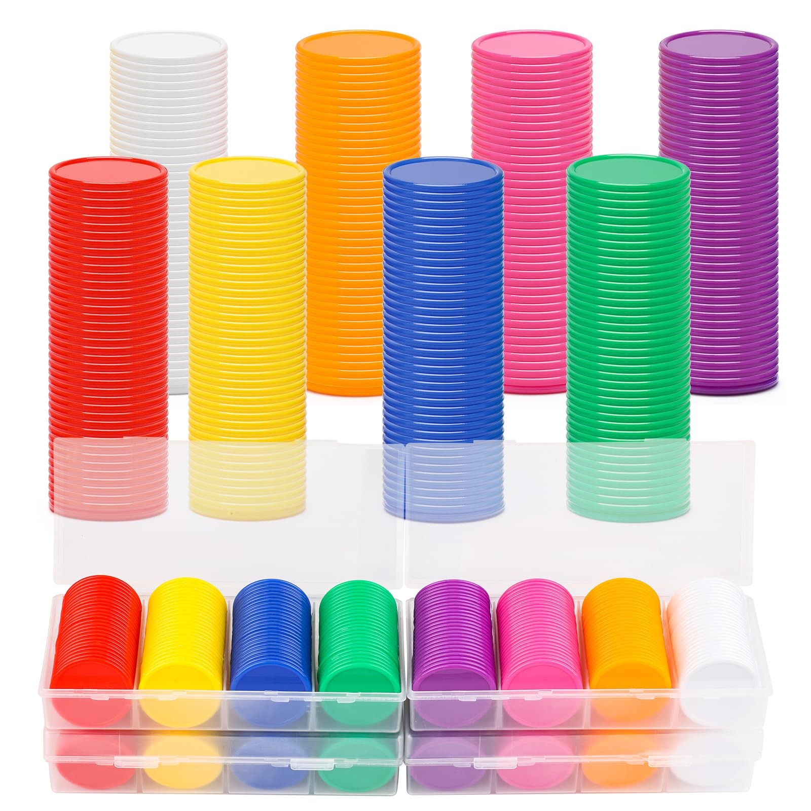 Fichas de bingo de 8 colores con caja de almacenamiento clasificación plástico