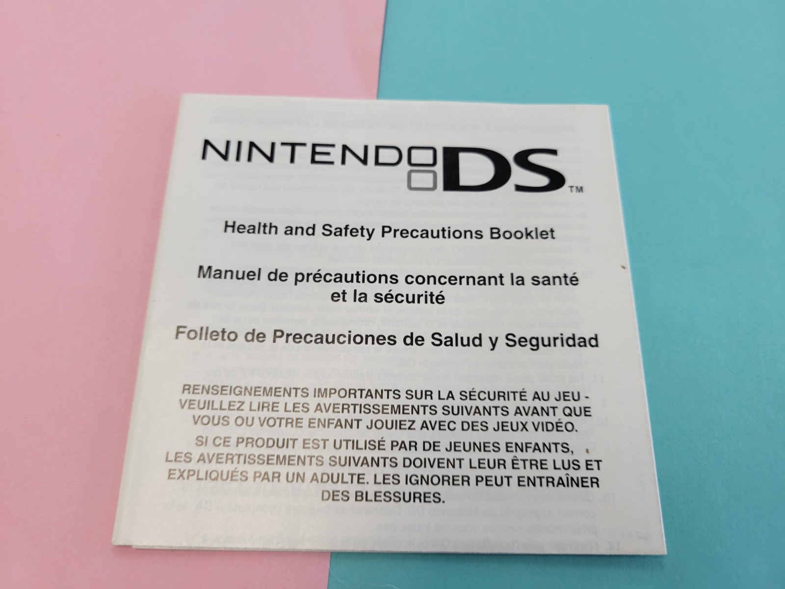 Nintendo DS Authentic Health & Safety Precautions Manual Booklet Only