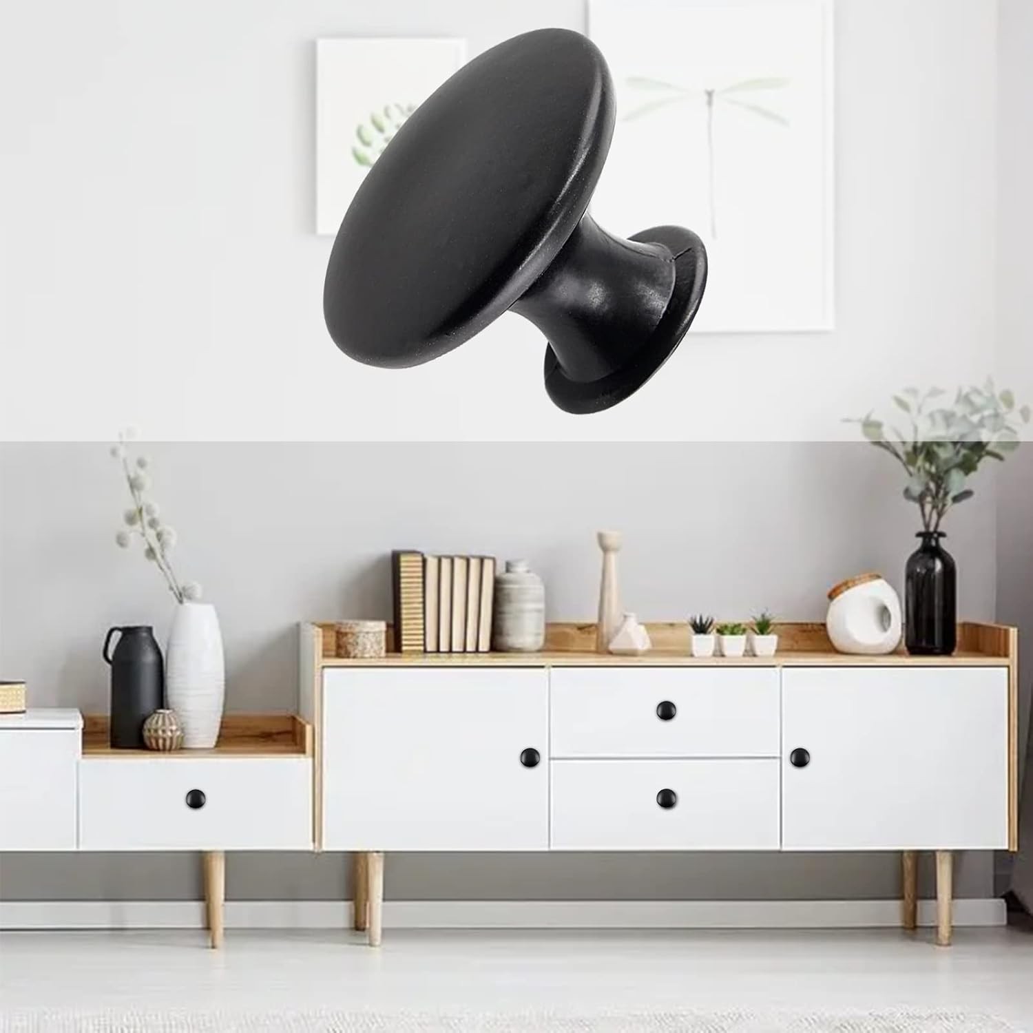Zorfeter 10 Pcs Flat Black Cabinet Knobs Round