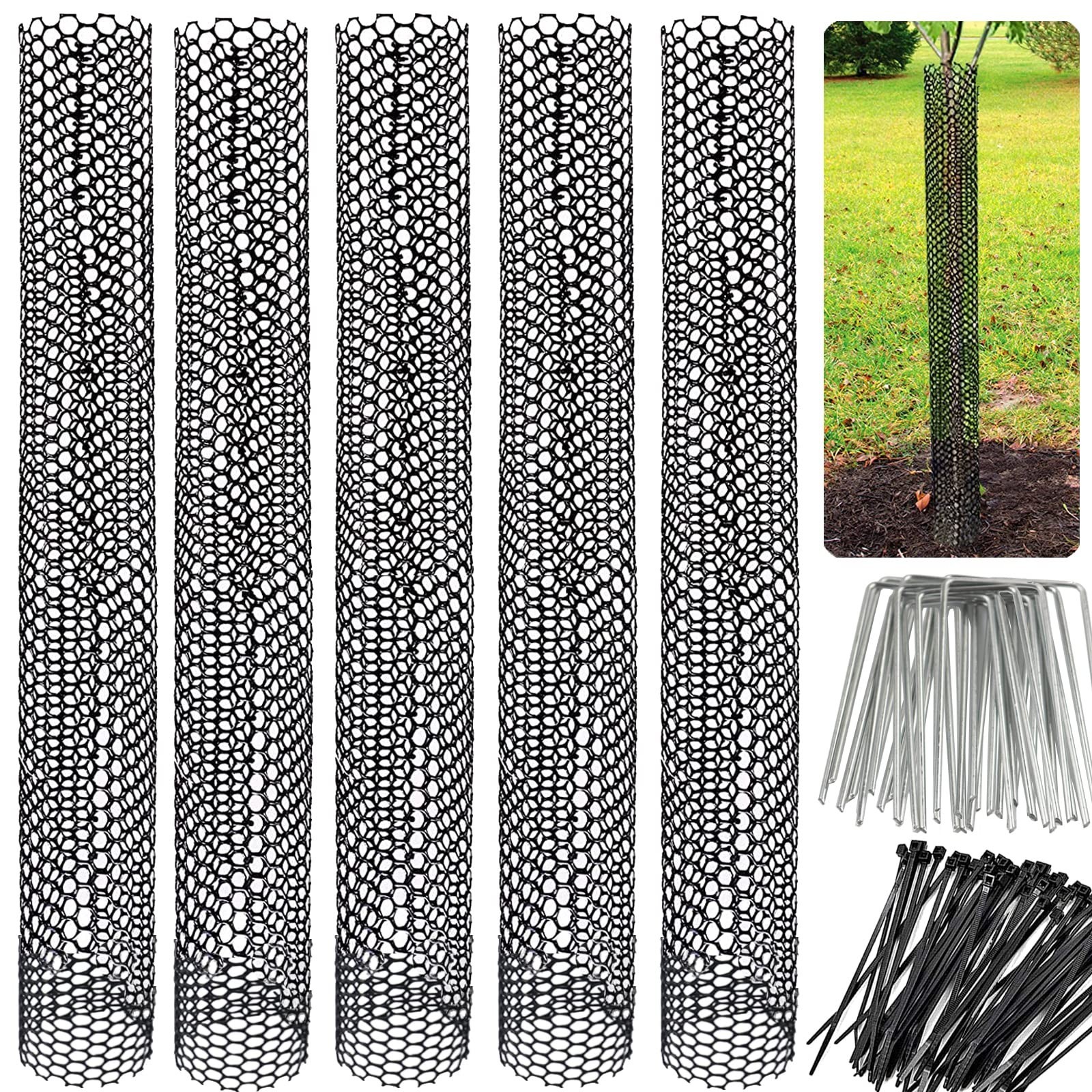 Mesh Tree Trunk Protectors 6 Pack 40 Inches Tree Bark Protector Guard w/ Zip