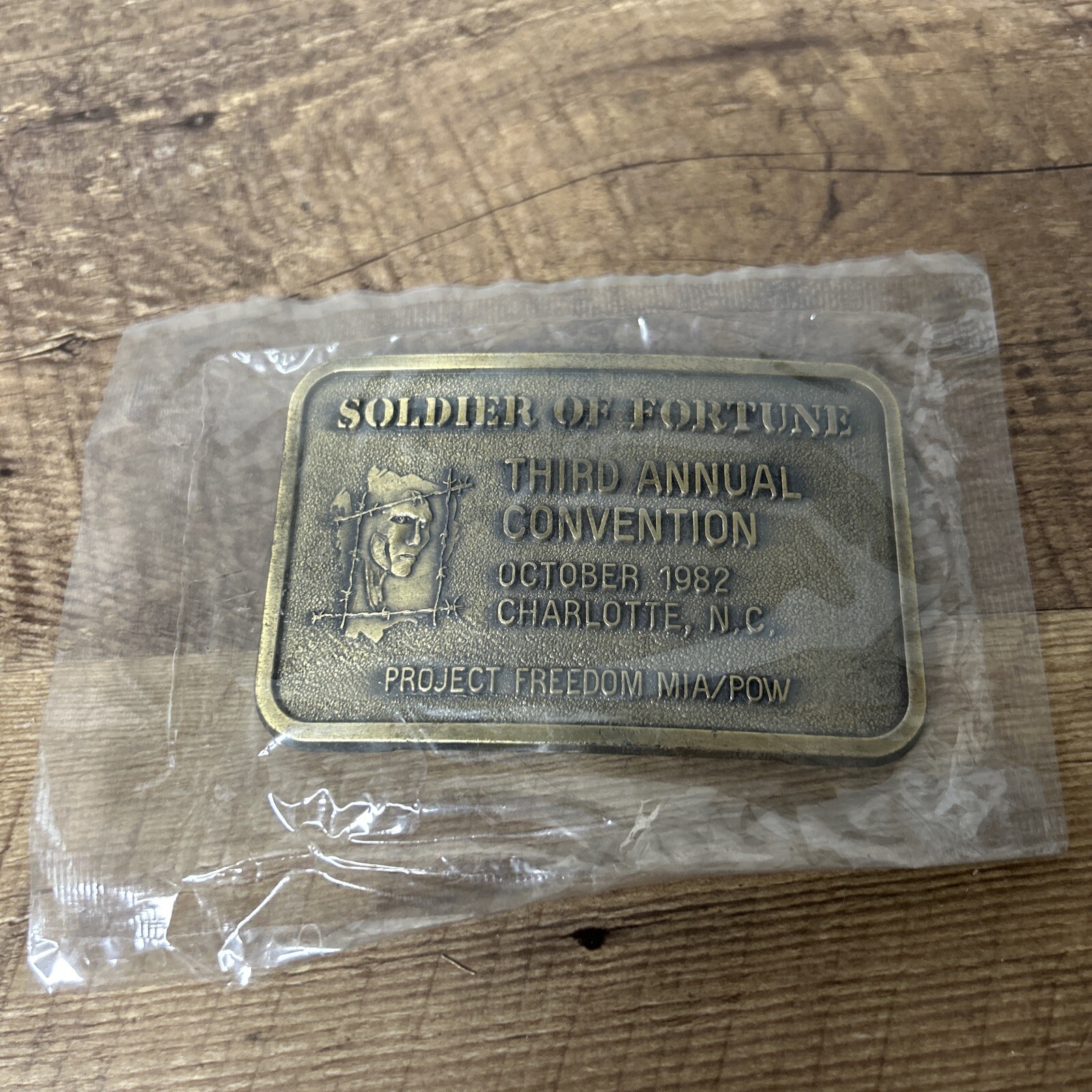 1982 Soldier of Fortune Magazine 3RD Annual Convention Charlotte NC Belt Buckle