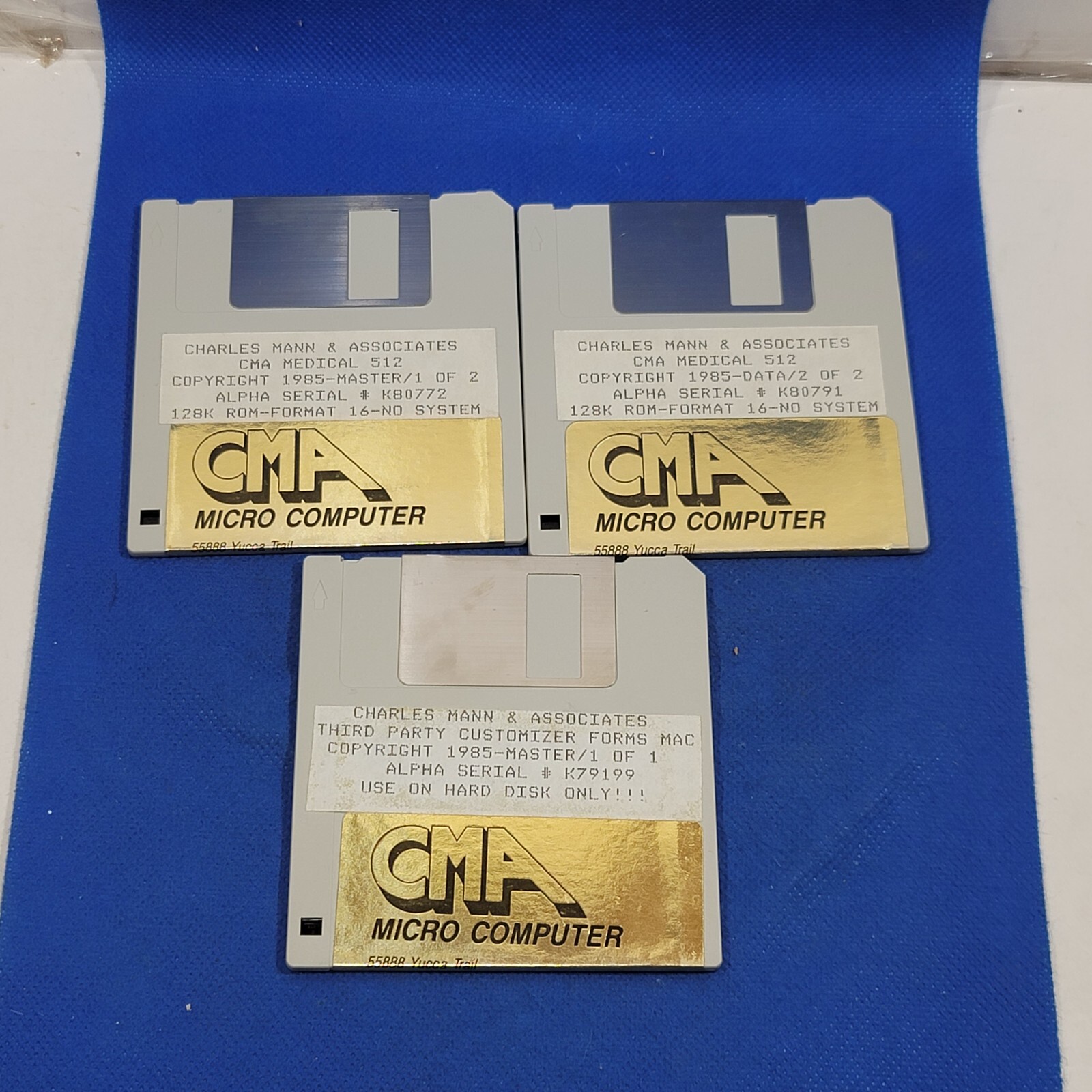 Vintage 3.5" Floppy Disks Lot Of 3 CMA Micro Computer Programs Charles Mann
