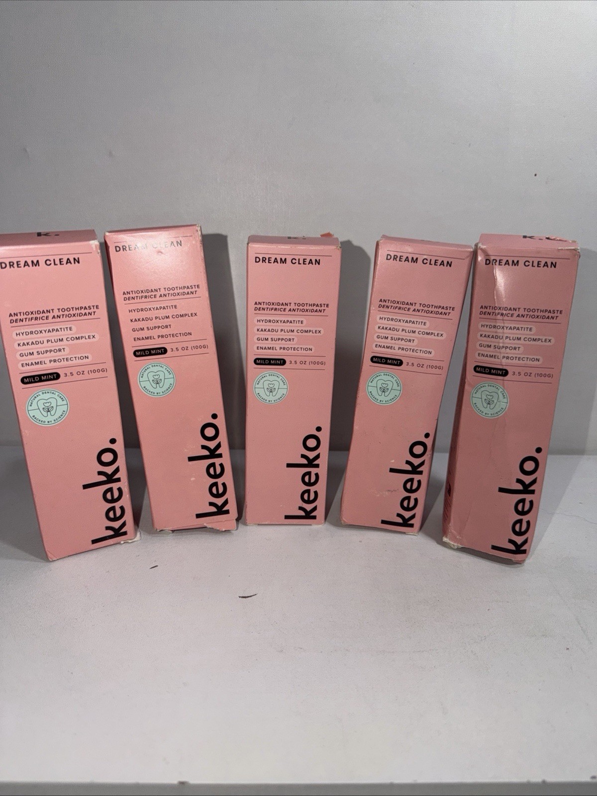 Lot 5 Sealed Keeko Dream Clean Mild Mint Antioxidant Toothpaste Damaged Box