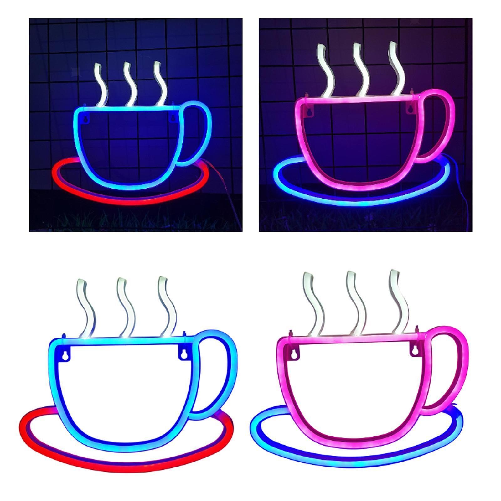 LED Coffee Cup Neon Light Modeling Lights Kitchen Restaurant Light Cafe Bar