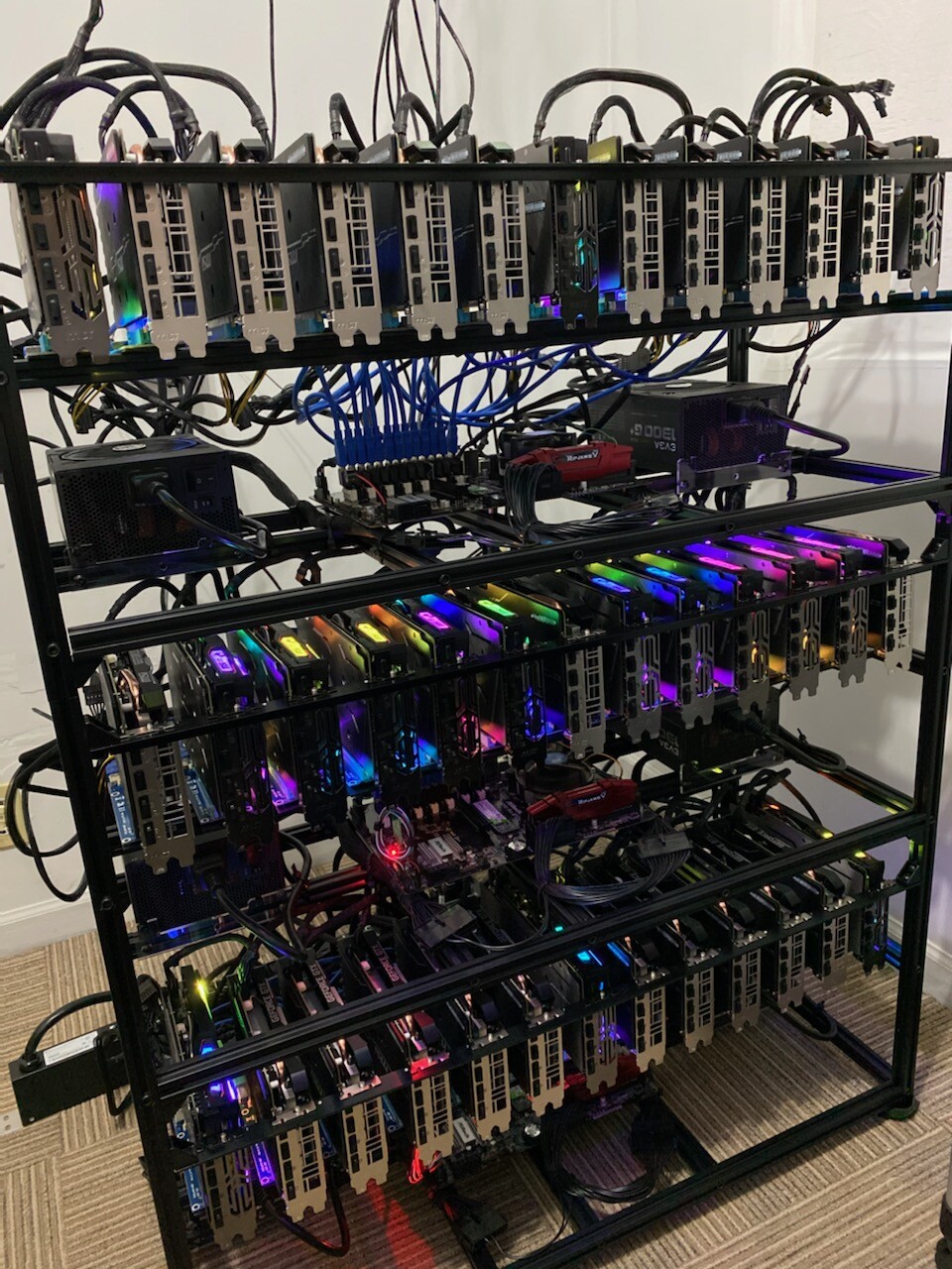 80 GPU Mining Rig Open Frame BITCOIN BTC, Pyrin Crypto Currency Miner Computer