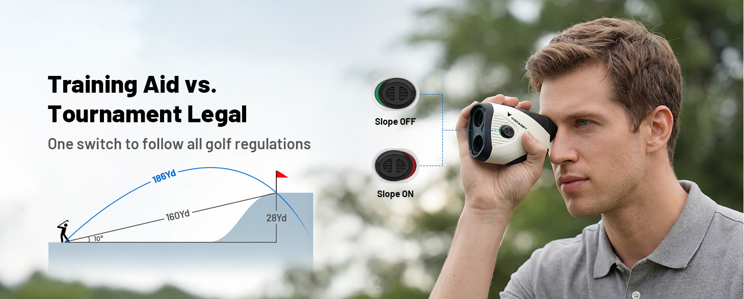 Golf Rangefinder 1200 Yd. Slope Switch Flag Lock Vibration 7X USB-C Rechargeable