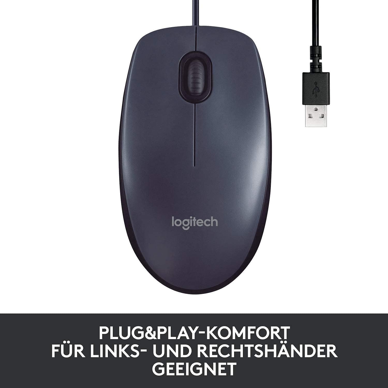 Pack of 10 Logitech M100 USB Wired Corded Optical Mouse Right & Left Hand MAC PC