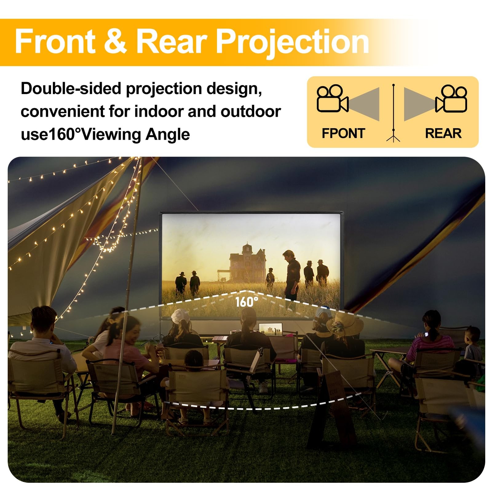 Projector Screen with Stand, 100 inch Portable Projector Screen Stand with El...