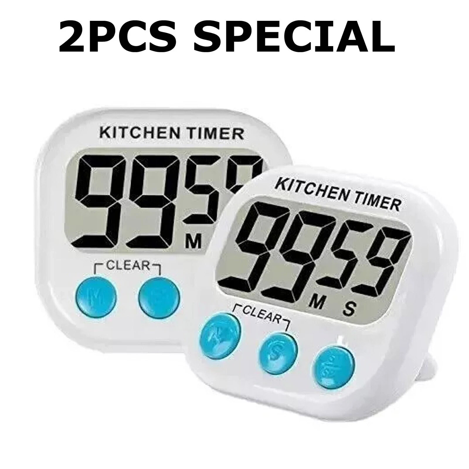 4X Kitchen Timer Magnetic LCD Digital Countdown Stopwatch With Stand Alarm Clock