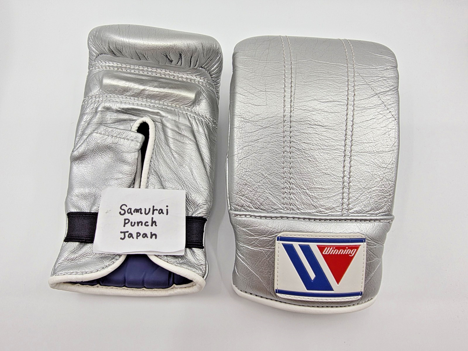 Winning SB-2000 Boxing Gloves Silver Custom Color Rubber Wrist Japan Used