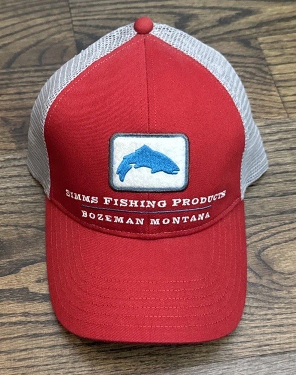Simms Fishing Trout Trucker Cap Red -Black Underbrim - RARE Holiday Classic!