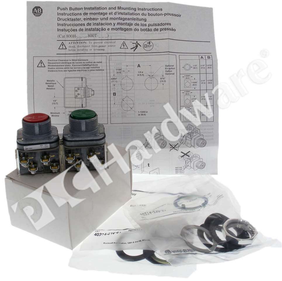 Surplus Allen Bradley 800T-FB16F /T 30.5mm Maintained Push Button Green/Red