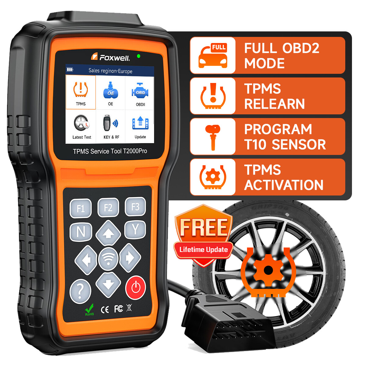 FOXWELL TPMS Tire Sensor Relearn/Reset/Activate/T200 PRO Programming Tool OBD2