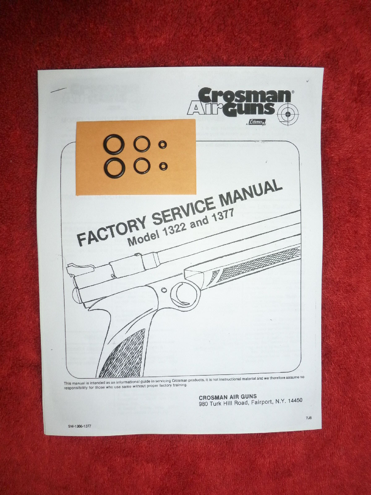 Crosman 1322 1377 Factory Service Manual + Two Seal Kits + Exploded View & Guide