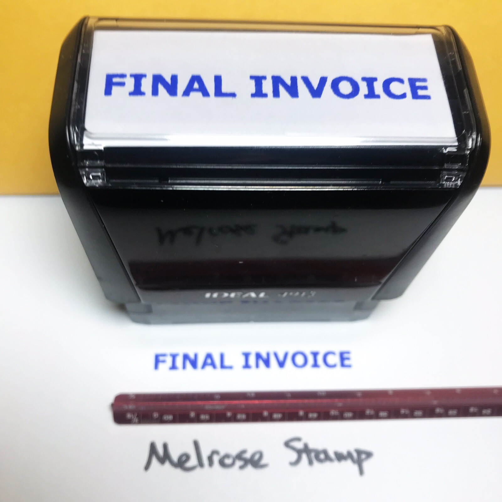 Final Invoice Rubber Stamp Blue Ink Self Inking Ideal 4913