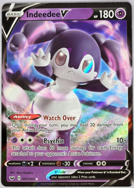 Pokemon - Indeedee V - 091/202 - Sword & Shield Base Set - ULTRA RARE - NM