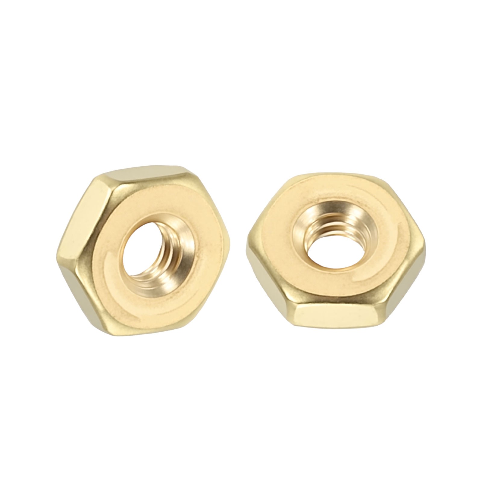 100pcs Hex Nuts - [#2-56] Brass Hardware Nuts, Yellow