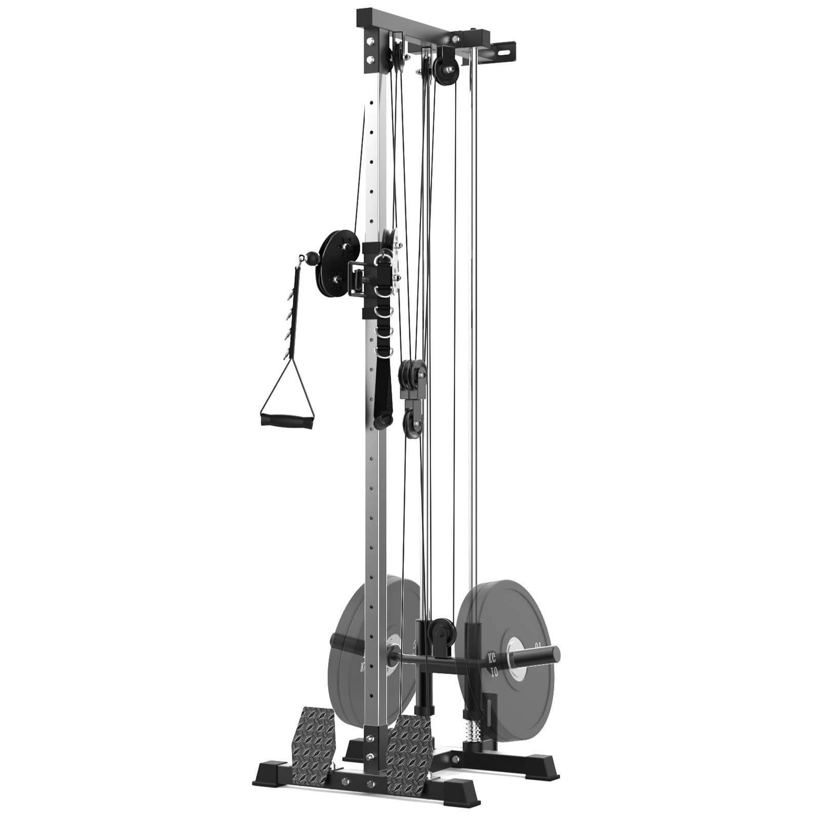 Dual Pulley Cable Machine 20-Position Wall Mount for LAT Pulldown & Row Exercise