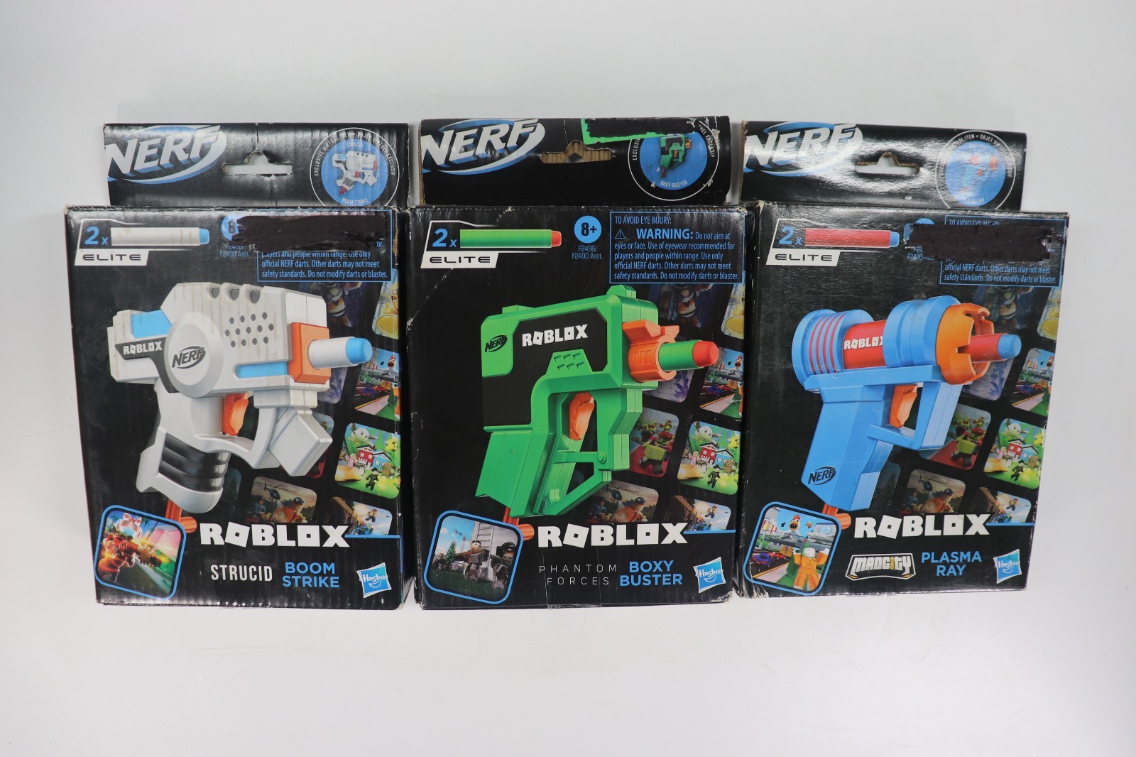 Lot of 3 ROBLOX Nerf Boom Strike Boxy Buster Plasma Ray w/CODES. SEALED! j1