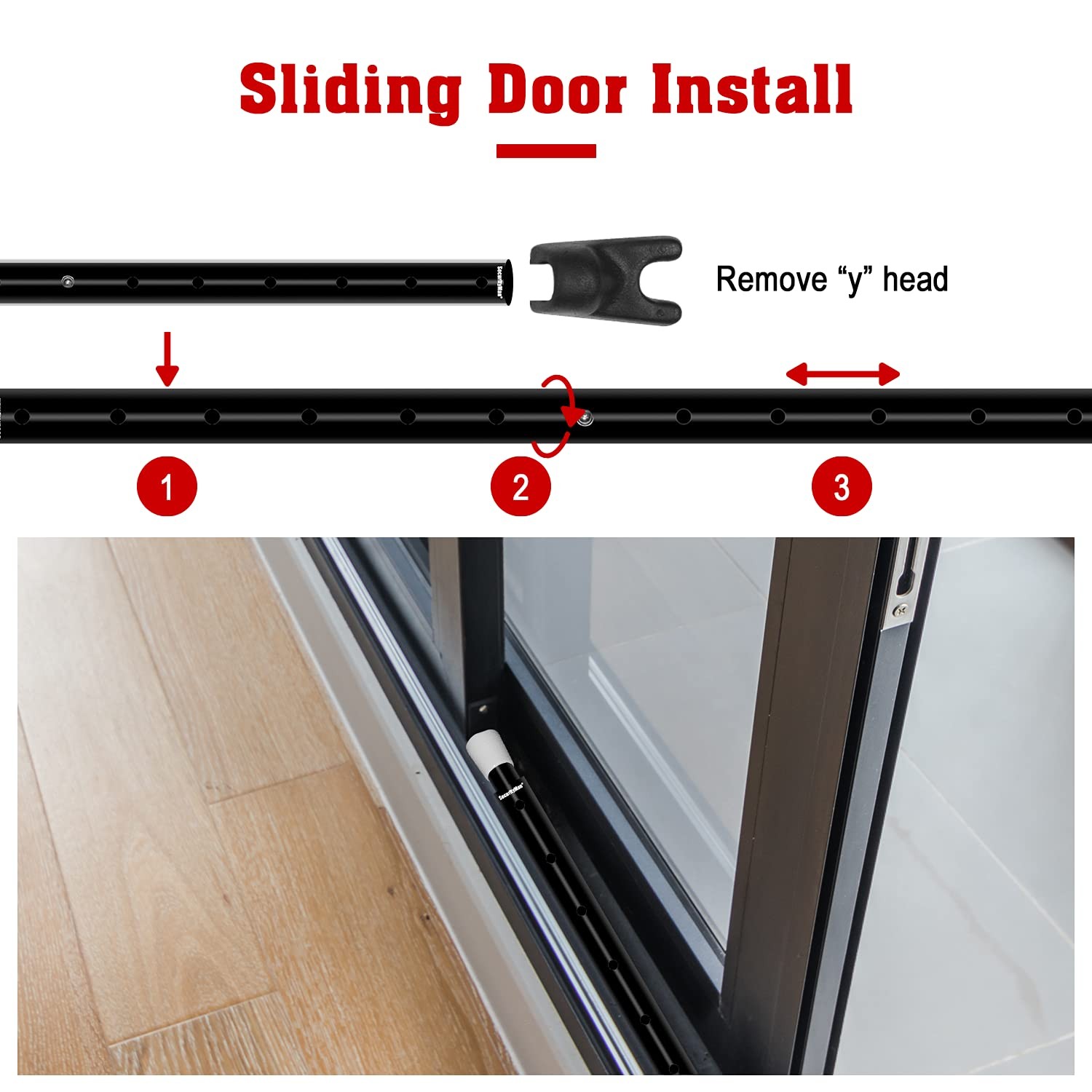 SECURITYMAN 2-in-1 Door Security Bar & Sliding Patio 2 Pack, Black