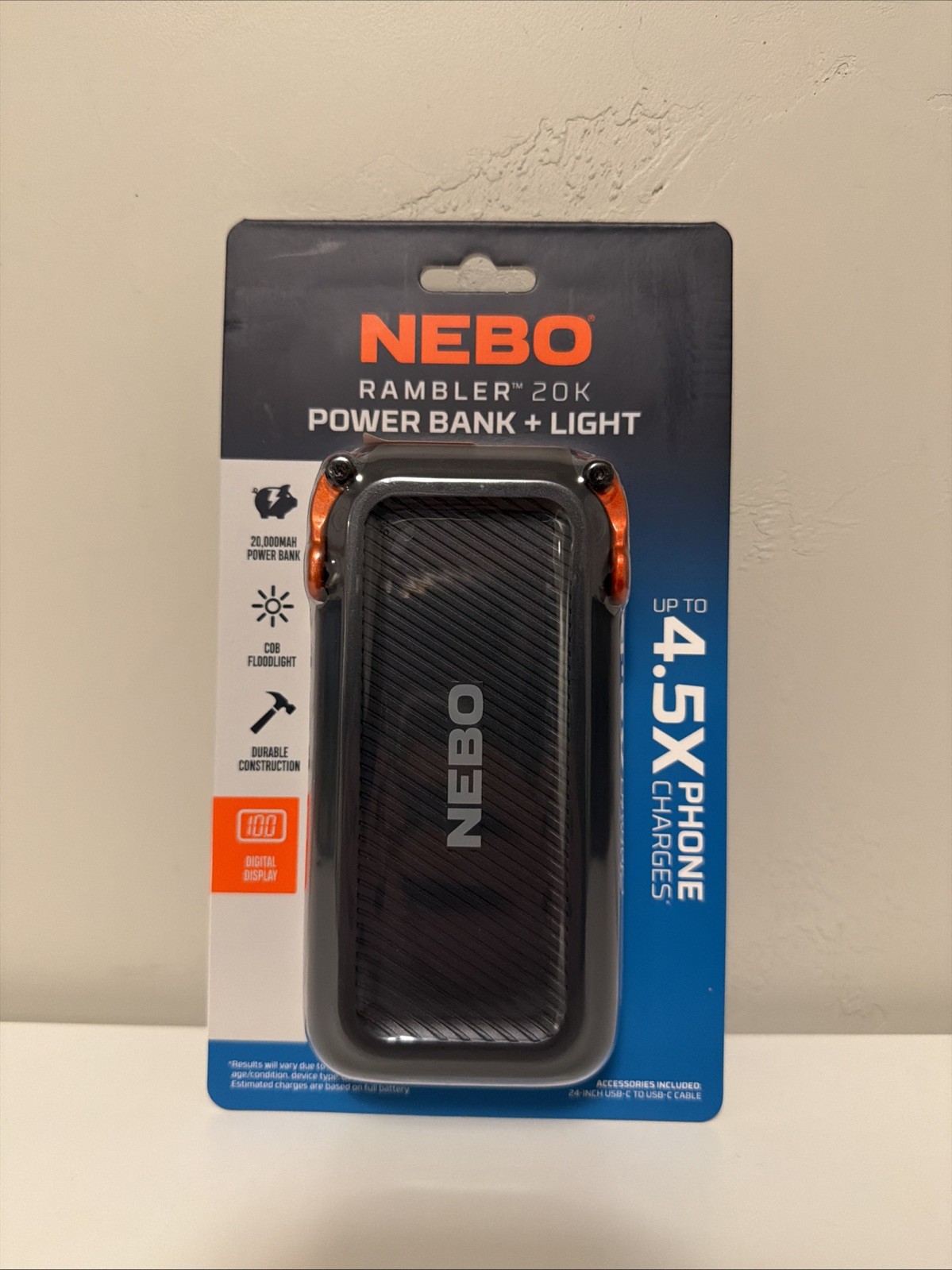 NEBO Rambler 20K 20000 MAH Power Bank Light NEB-PBK-0008 BRAND NEW
