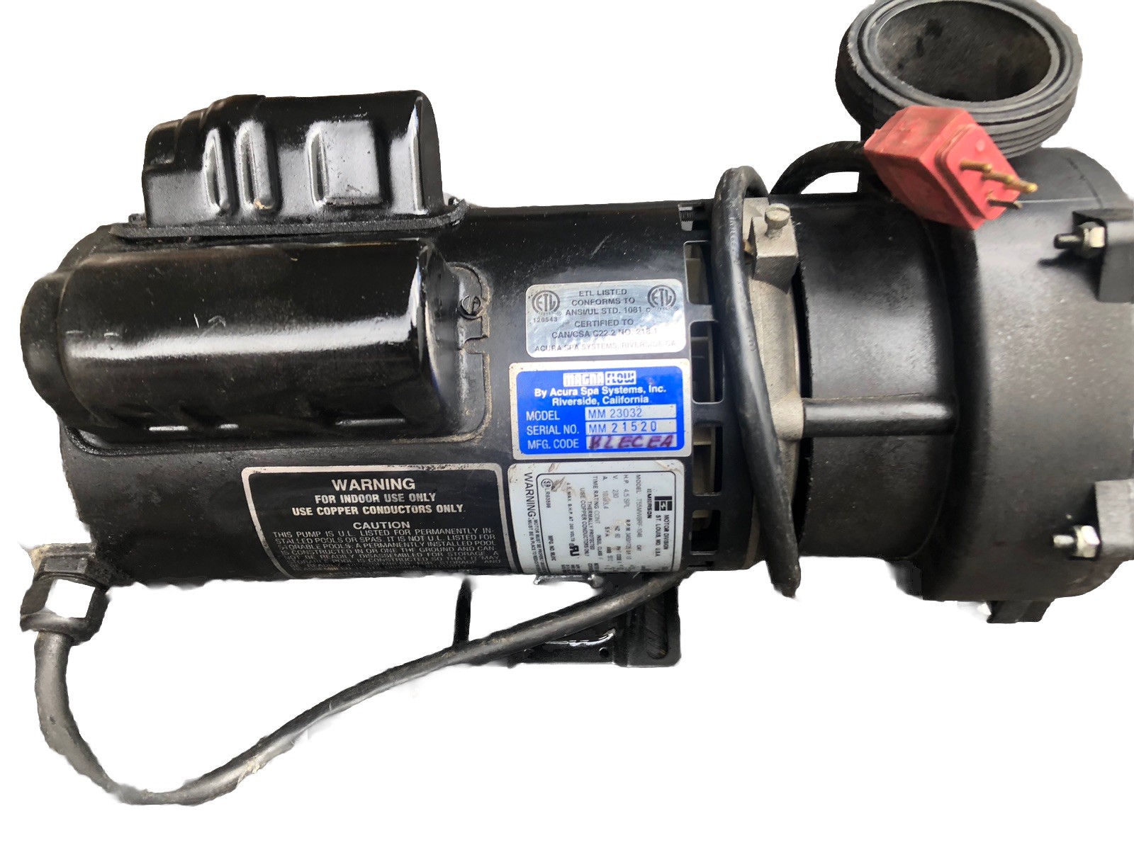 Acura Spas/Magna flow/  2 Speed 230v Pump  10.9 Amp (MM23032 ) Repaired & Tested