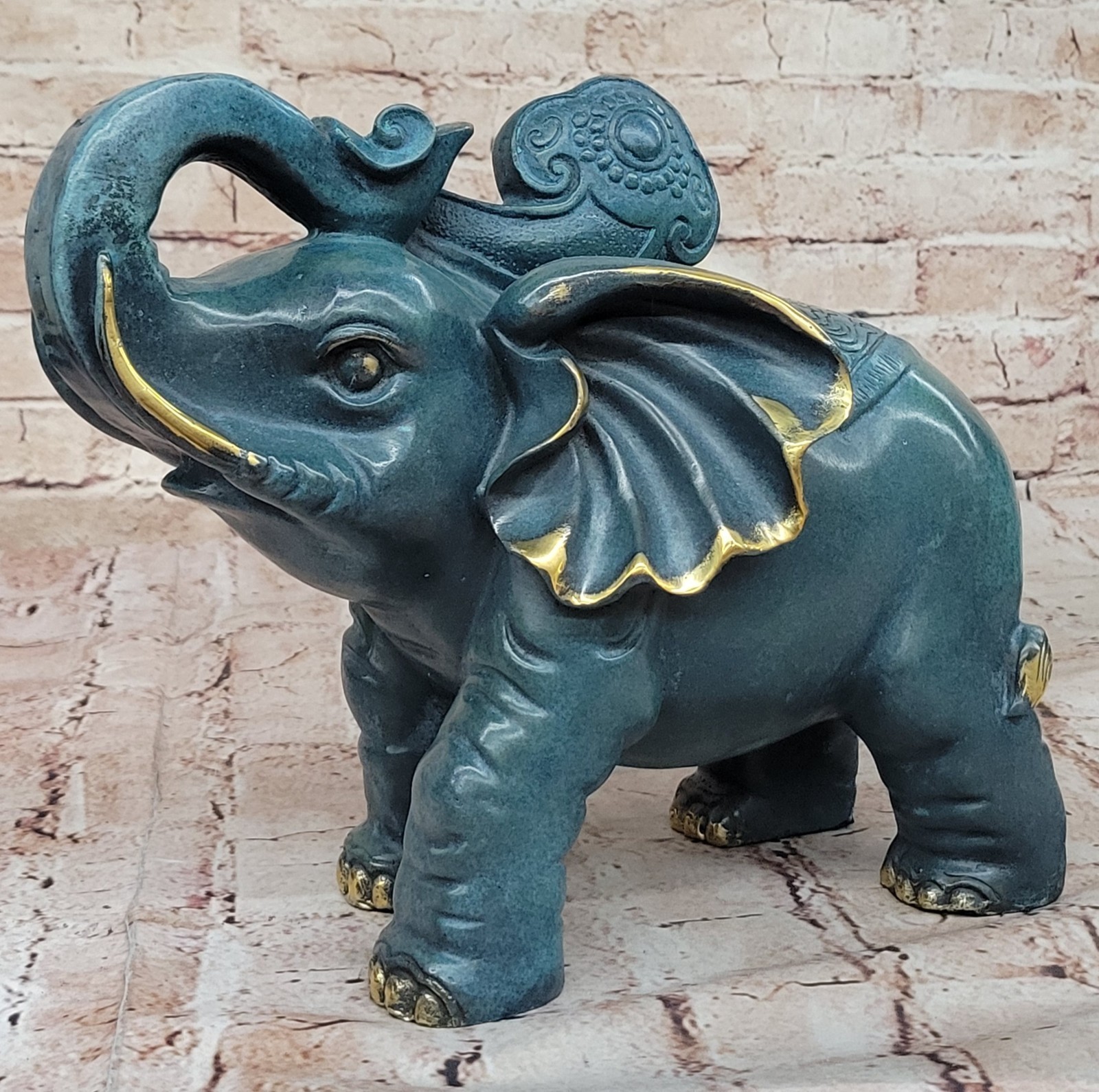 Feng Shui Bronze Elephant Statue Sculpture Handmade Lucky Animal Ornament Deco