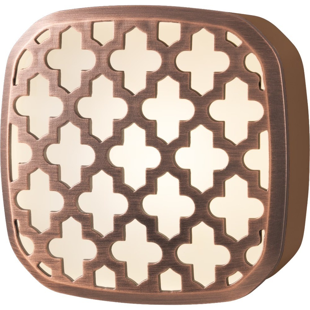 LED Night Light with Moroccan Design Light Sensing Bronze Finish 2 inch Size