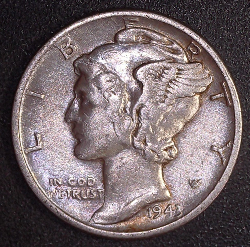 1943-P Mercury Winged Liberty .10c Dime 90% SILVER Philadelphia Mint